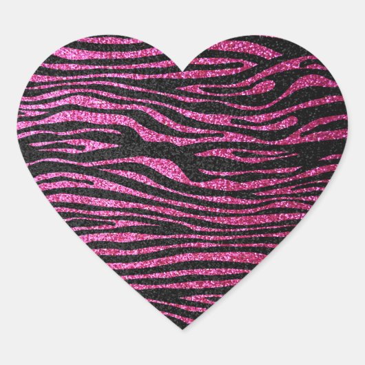 Sticker Cœur Pink and Black Zebra Print bling (faux glitter) (Devant)