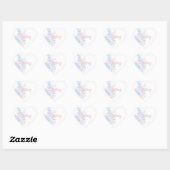 Sticker Cœur Pink and Blue Floral Grandmillennial | Name (Feuille)