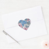 Sticker Cœur Pink Blue Flowers Sparkle (Enveloppe)