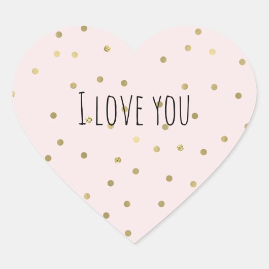 Sticker Cœur Pink Blush Gold Sparkle Confetti Love (Devant)