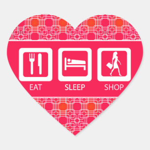 Sticker Cœur Pink Funny Shopaholic Eat Sleep Shop Award