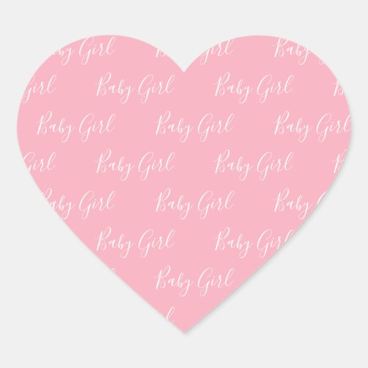 Sticker Cœur Pink Girly Script Baby Girl (Devant)