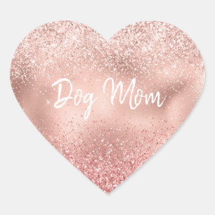 Sticker Cœur Pink Glitzy Étincelle Parties scintillant Chien Ma