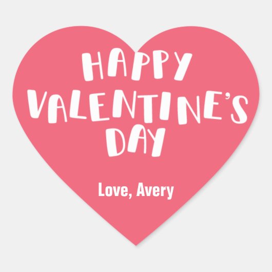 Sticker Cœur Pink Happy Valentine Day (Devant)