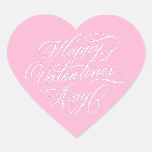 Sticker Cœur Pink Happy Valentines Day Calligraphy  (Devant)