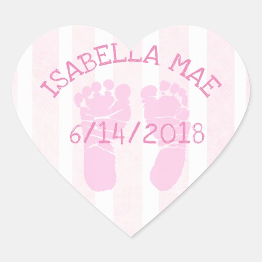 Sticker Cœur Pink Heart Baby Faire-part empreintes (Devant)