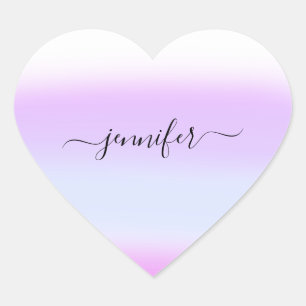 Sticker Cœur Pink Heart Purple Nom Maridal Ombre Pastels