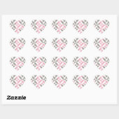 Sticker Cœur Pink Raspberry and Silver Geometric ZigZag (Feuille)