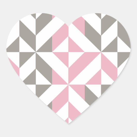 Sticker Cœur Pink Raspberry and Silver Geometric ZigZag (Devant)