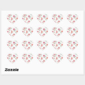 Sticker Cœur Pink Rose Pattern, soft color, (Feuille)