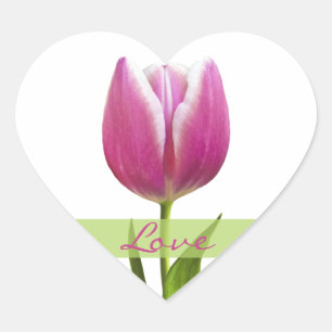 Sticker Cœur Pink Tulip Love Coeur Mariage Enveloppe Sceau