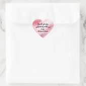 Sticker Cœur Pink Watercolor Heart Merci de script personnalisé (Sac)