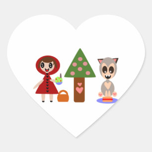 Sticker Cœur Pique-nique de Little Red Riding Hos