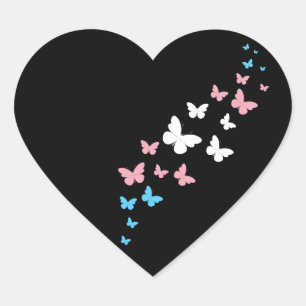 Sticker Cœur Piste de Fierté Transgenre Papillon