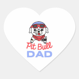 Sticker Cœur Pit Bull Papa Chien Propriétaire Retro Chien Père