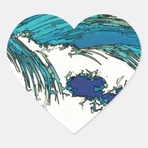 Sticker Cœur PixDezines konen uehara vagues océaniques, 上原