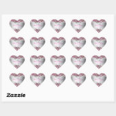Sticker Cœur PixDezines Leopard+perles tourbillons/magenta (Feuille)