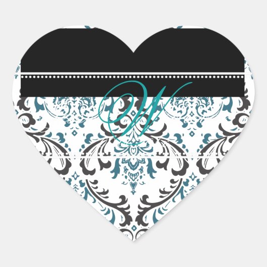 Sticker Cœur PixDezines Monogram Rossi Damask, do-it-yourself c (Devant)