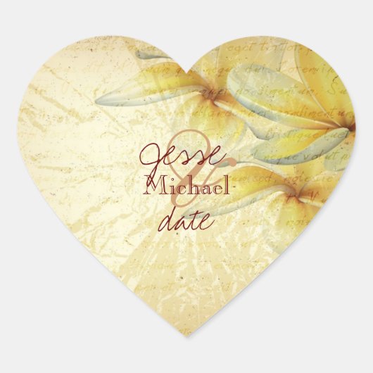 Sticker Cœur PixDezines Plumeria Vintage (Devant)