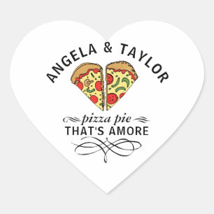 Sticker Cœur Pizza Love Couple Personnalisé tendance