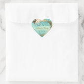 Sticker Cœur Plage "enregistrer la date" mariage aqua blanc (Sac)