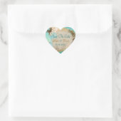 Sticker Cœur Plage "enregistrer la date" mariage aqua blanc (Sac)