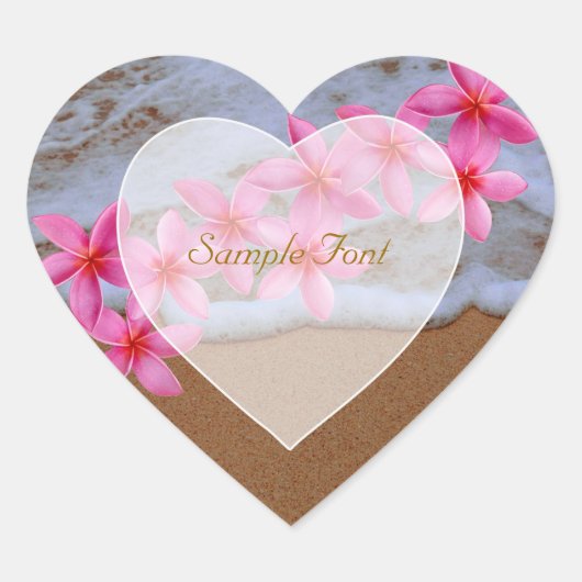 Sticker Cœur Plage PixDezine+plumeria rose (Devant)