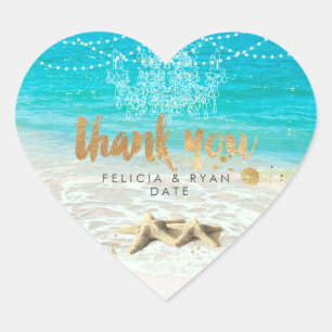 Sticker Cœur Plage PixDezines/Lightstrings+lustre merci