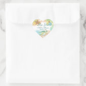 Sticker Cœur Plage thème mariage faveur "Pour vous" (Sac)