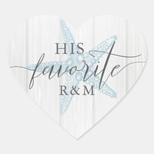 Sticker Cœur Plage Tropical Rustique Mariage Son Favori