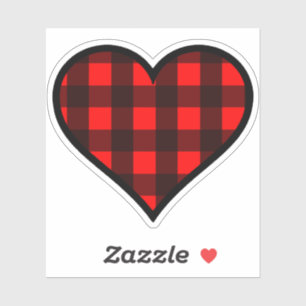 Sticker Coeur plaid de Buffalo rouge et noir