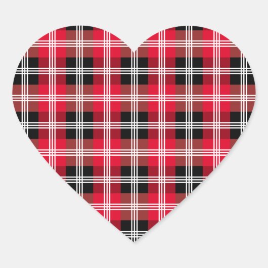 Sticker Cœur Plaid de buffle à rayures blanches (Devant)