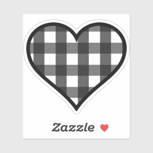 Sticker Coeur plaid de buffle noir et blanc (Feuille)