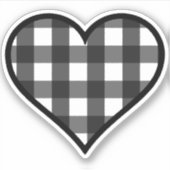 Sticker Coeur plaid de buffle noir et blanc (Devant)