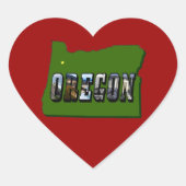 Sticker Cœur Plan de l'Oregon - Plan et texte de l'image (Devant)