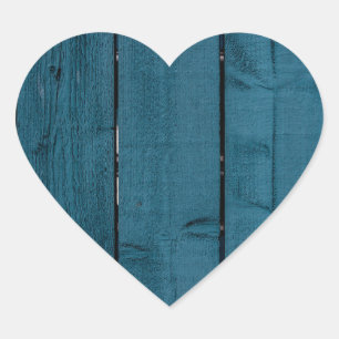 Sticker Cœur Planches de bois peint en bleu