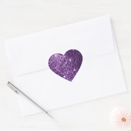 Sticker Cœur Plum parties scintillant violet (Enveloppe)