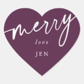Sticker Cœur Plum personnalisé + blanc "Joyeux" Noël/Fête (Devant)