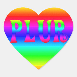 Sticker Cœur PLUR arc-en-ciel