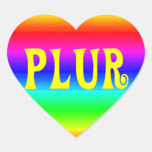 Sticker Cœur PLUR arc-en-ciel