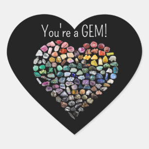 Sticker Cœur Plus de 100 cristaux Gemmes Minéraux Valentines Jo