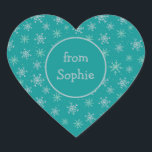 Sticker Cœur Pneus blancs et aqua peints à la main sur le nom T<br><div class="desc">Personnalisez cet autocollant avec votre nom ou message. Vous pouvez ajouter des formes, des icônes et du texte. Créez un beau cadeau de Noël pour tous ceux que vous aimez. Ce motif de Noël peint à la main est parfait pour une fête de Noël, mais peut aussi être utilisé pour...</div>