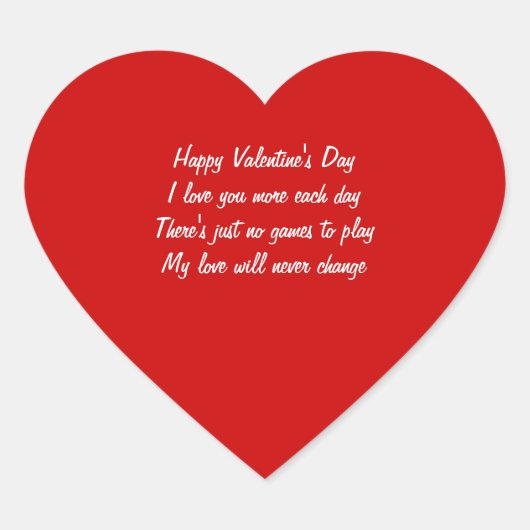 Sticker Cœur Poème de la Saint Valentin (Devant)