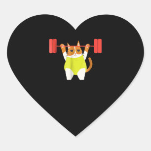 Sticker Cœur Poids du chat Lifting Funny Amoureux des chats ent