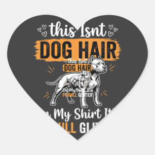 Sticker Cœur Poils de chien Pitbull Pailleté Drôle de chien