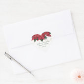 Sticker Cœur Poinsettia Noces Faveurs (Enveloppe)