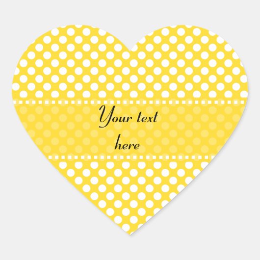 Sticker Cœur Pointe Polka blanche et jaune (Devant)