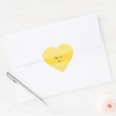 Sticker Cœur Pointe Polka blanche et jaune (Enveloppe)