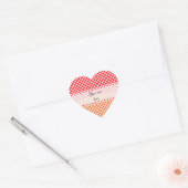 Sticker Cœur Pointe Polka blanche, rouge et orange (Enveloppe)