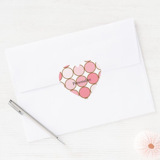 Sticker Cœur Points blancs rose (Enveloppe)